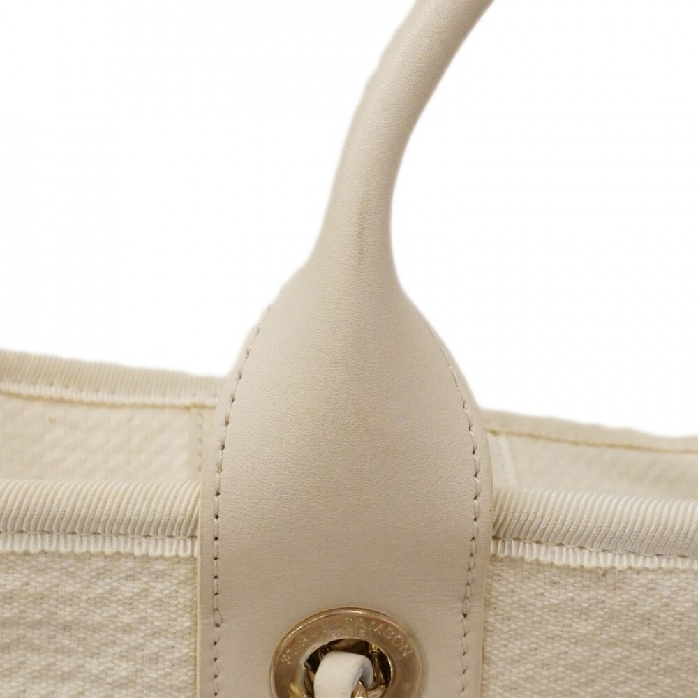 Chanel Deauville Canvas Handbag, White/Champagne, 2-way bag for women, P2877717 - Picture 9 of 14